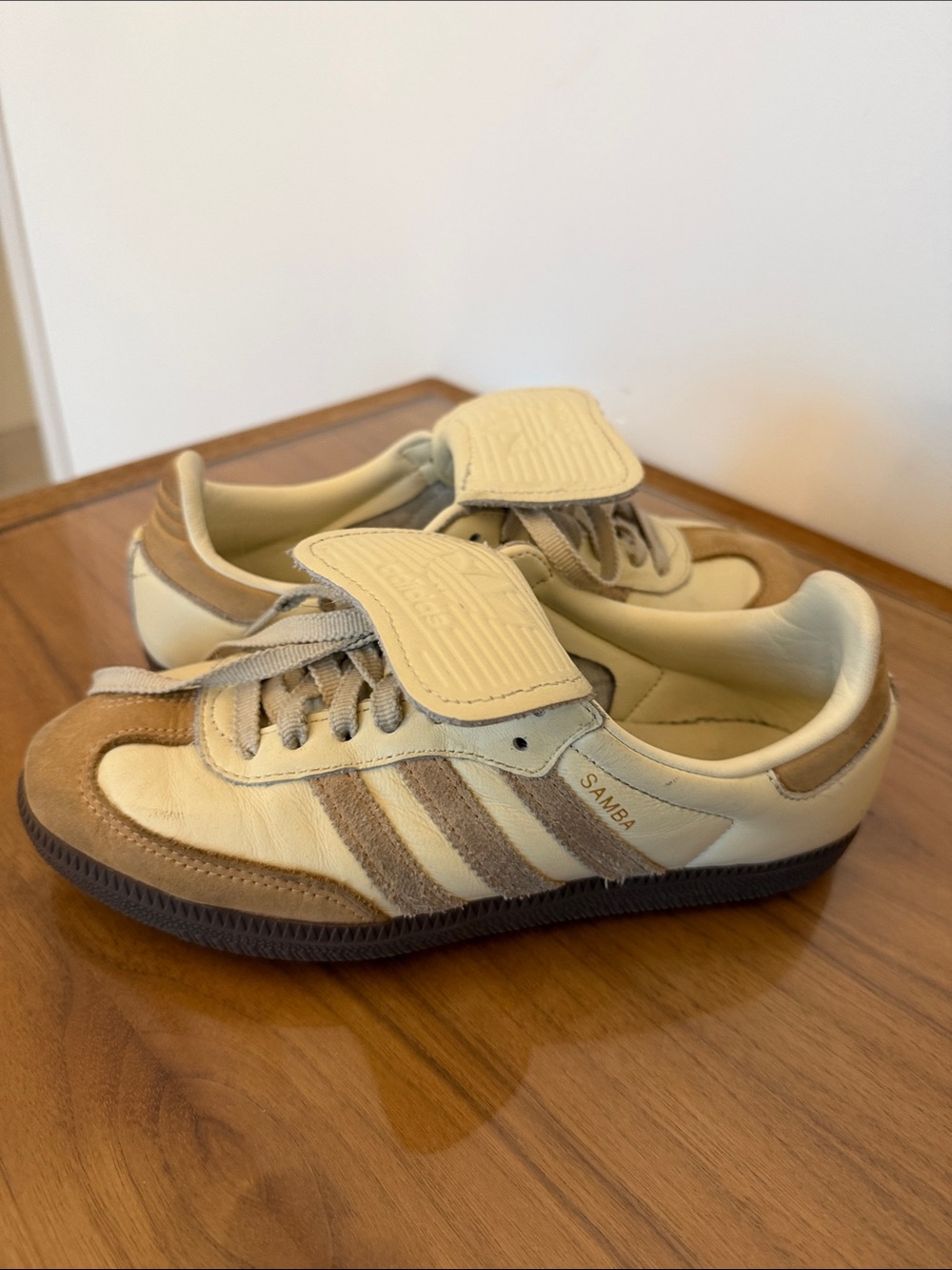 adidas Kids Samba Sneakers in Cream and Brown